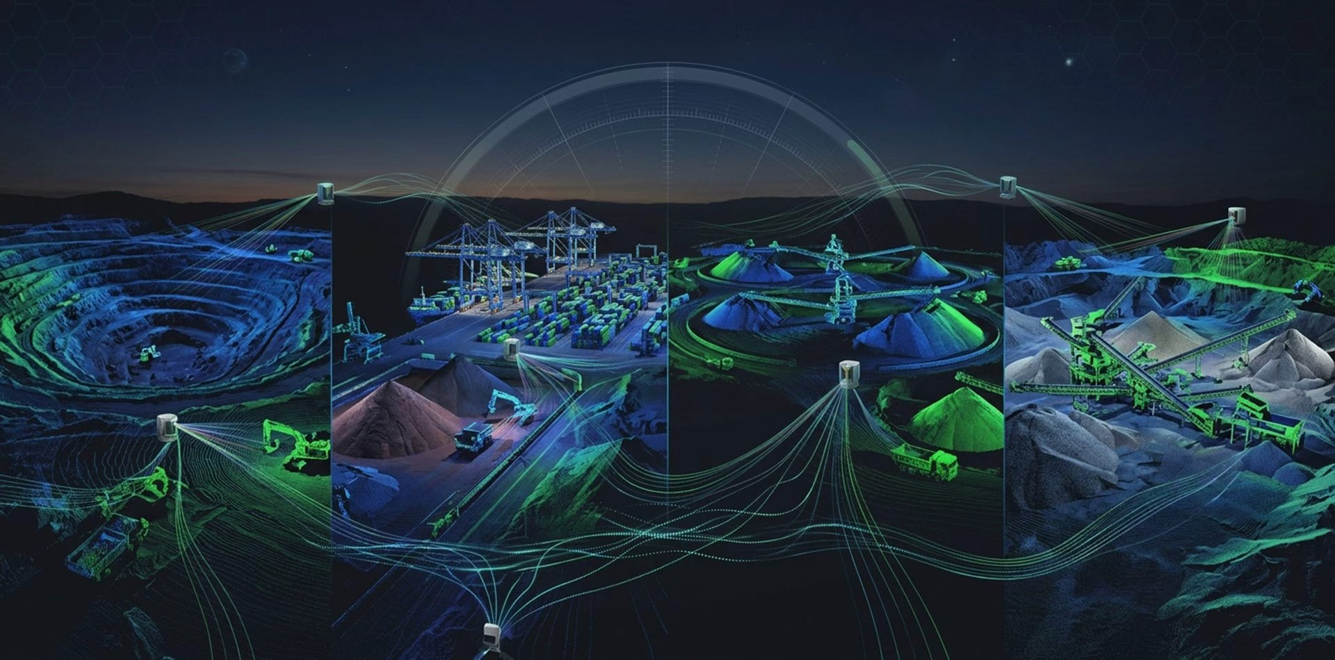 Connected LiDAR industrial ecosystem across mines ports stockyards and aggregate sites