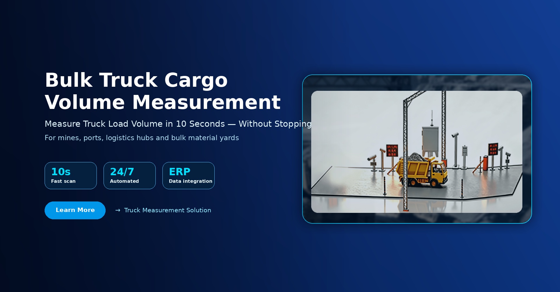 LiDAR-based bulk truck cargo volume measurement solution for mines, ports and logistics hubs